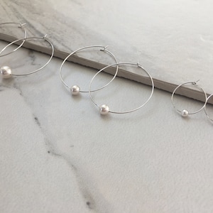 Pearl Hoop Earrings,Silver Swarovski Pearl Earrings,Hoop Earrings,Pearl Earrings,Wedding Jewelry,Bridesmaid Gift,Gifts for Her,SKU:ER121S