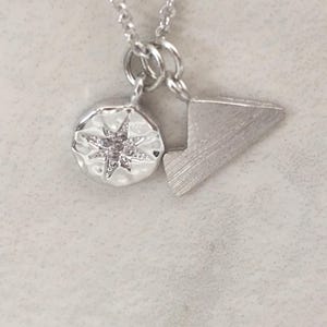 Silver Mountain Pendant Necklace, North Star Cubic Zirconia Charm, Mini Charm Pendant, Matte Silver Finish, SKU: NP120