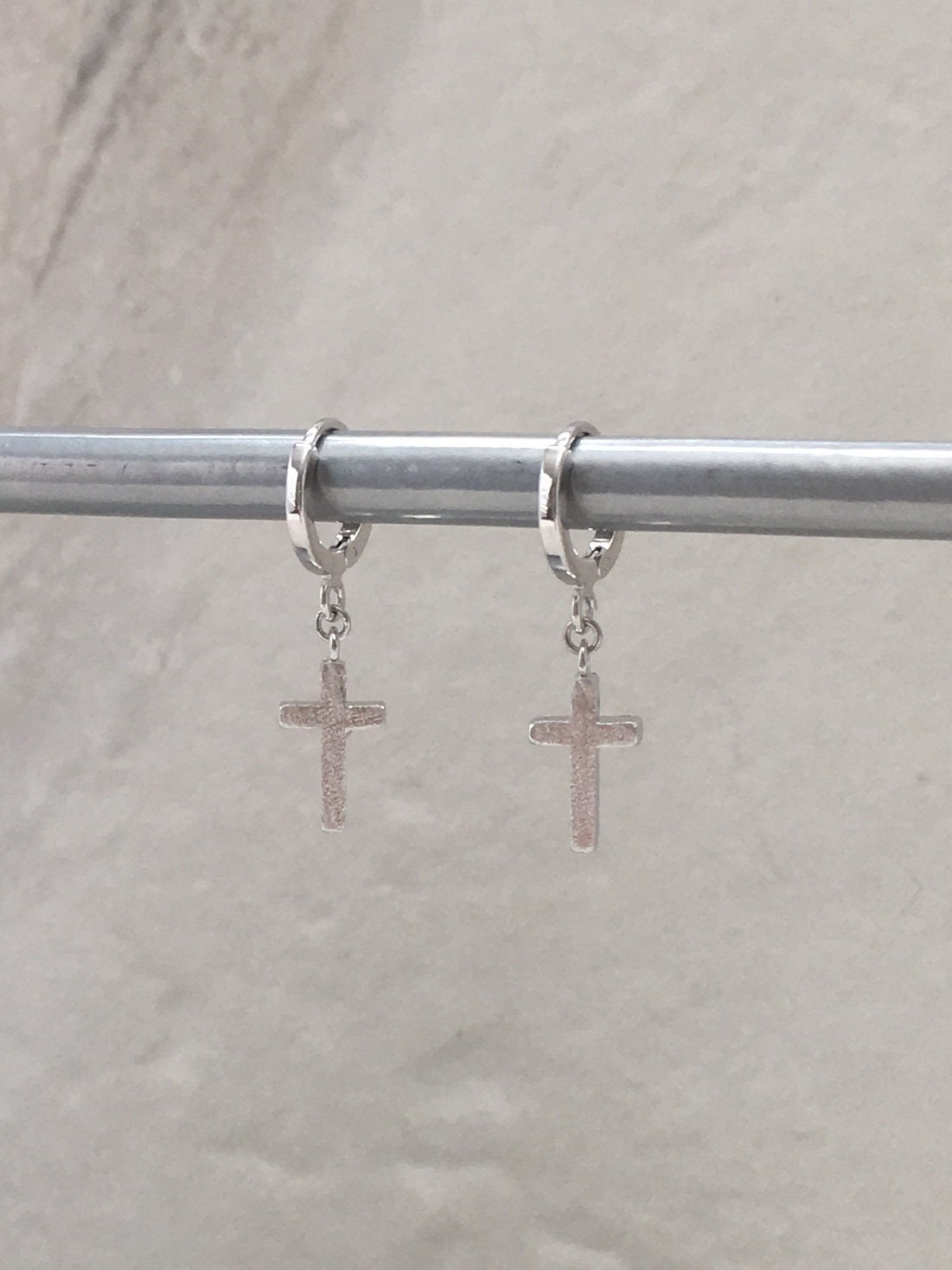 Sam-cross Earrings,dainty Silver Cross Earrings,tiny Silver