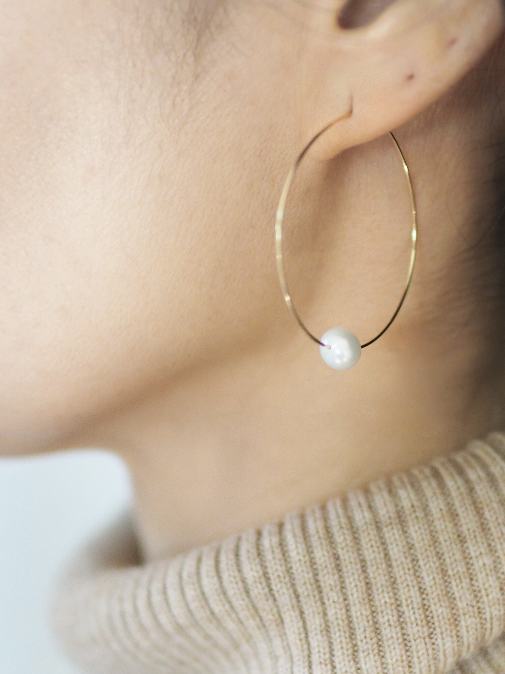 ESTHERHoop EarringsPearl Hoop EarringsFreshwater Pearl Gold Etsy