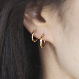CLAIRE Hoop Earrings Huggie Hoops Gold Huggies Gold Hoop Earrings Dainty Hoop Earrings Minimalist Hoops Small Hoops HHE301 image 8