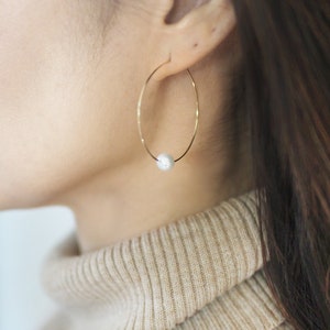 Esther with Bangs and Hoop Earrings