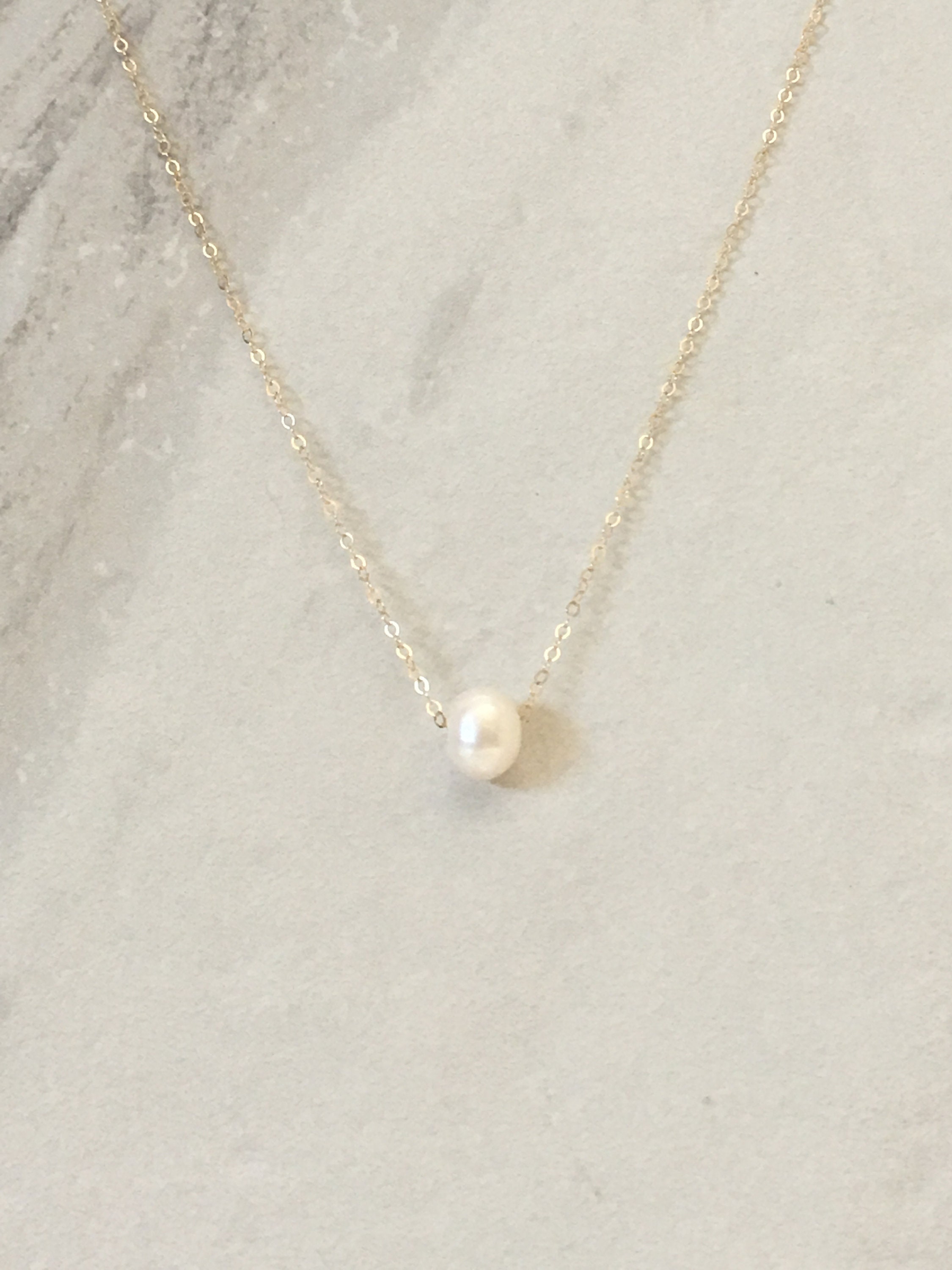 Simple Pearl NecklaceFreshwater Pearl Necklace 14k Gold | Etsy