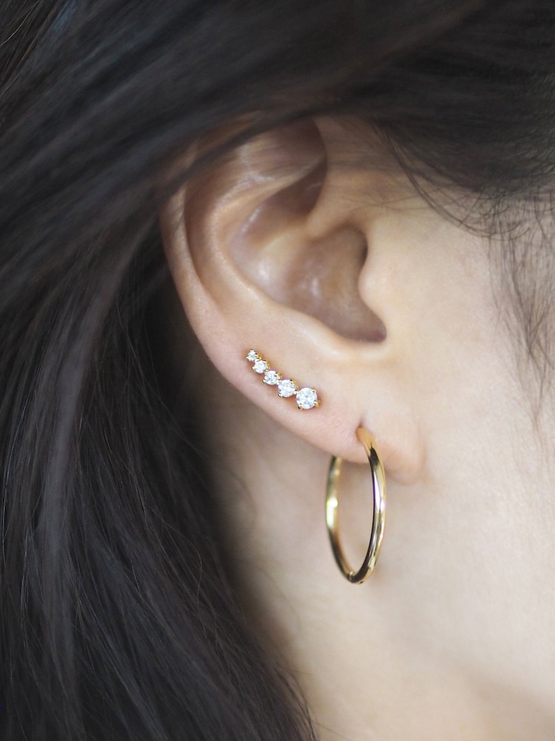 CLAIRE Hoop Earrings Huggie Hoops Gold Huggies Gold Hoop Earrings Dainty Hoop Earrings Minimalist Hoops Small Hoops HHE301 image 4