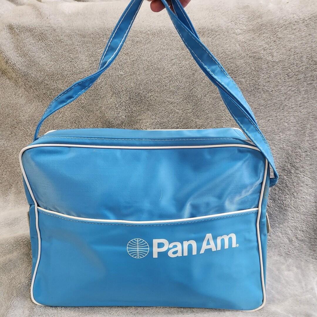 Vintage 1970s Pan Am Vinyl Messenger Carry on Bag Adjustable Strap