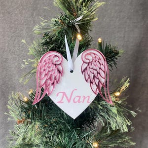 Handcrafted Heartfelt Nan angel wings memory heart handmade personalised memory keepsake in loving memory of nan