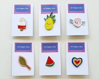 Fun Air Dry Clay Pins / Badges / Brooches