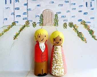 Prince and Princess Wooden Peg dolls