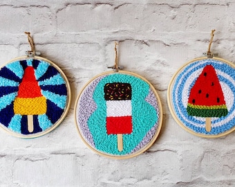 Ice lolly Punch Needle Wall décor (3 set)