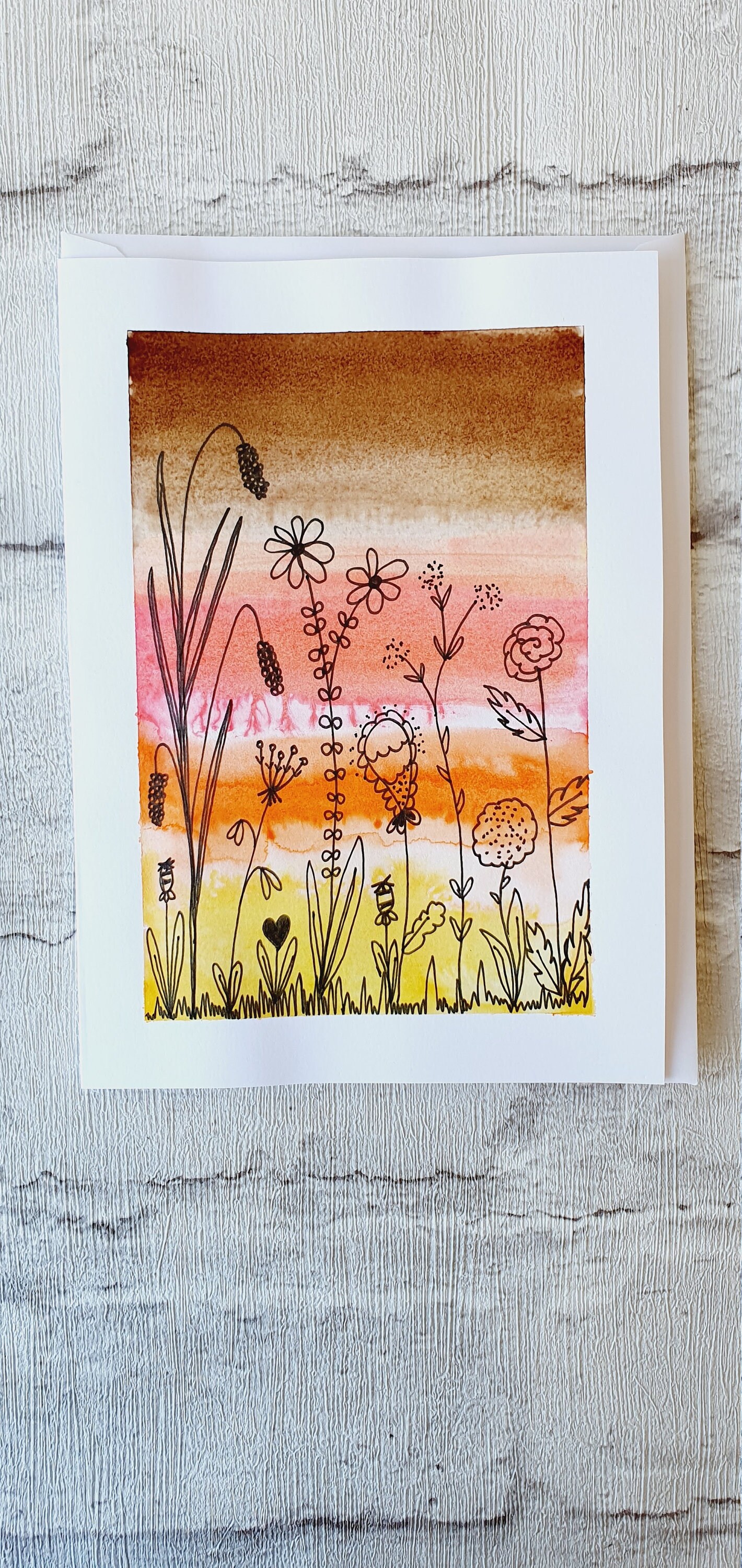 Floral Pen and Ink Greetings Cards Etsy