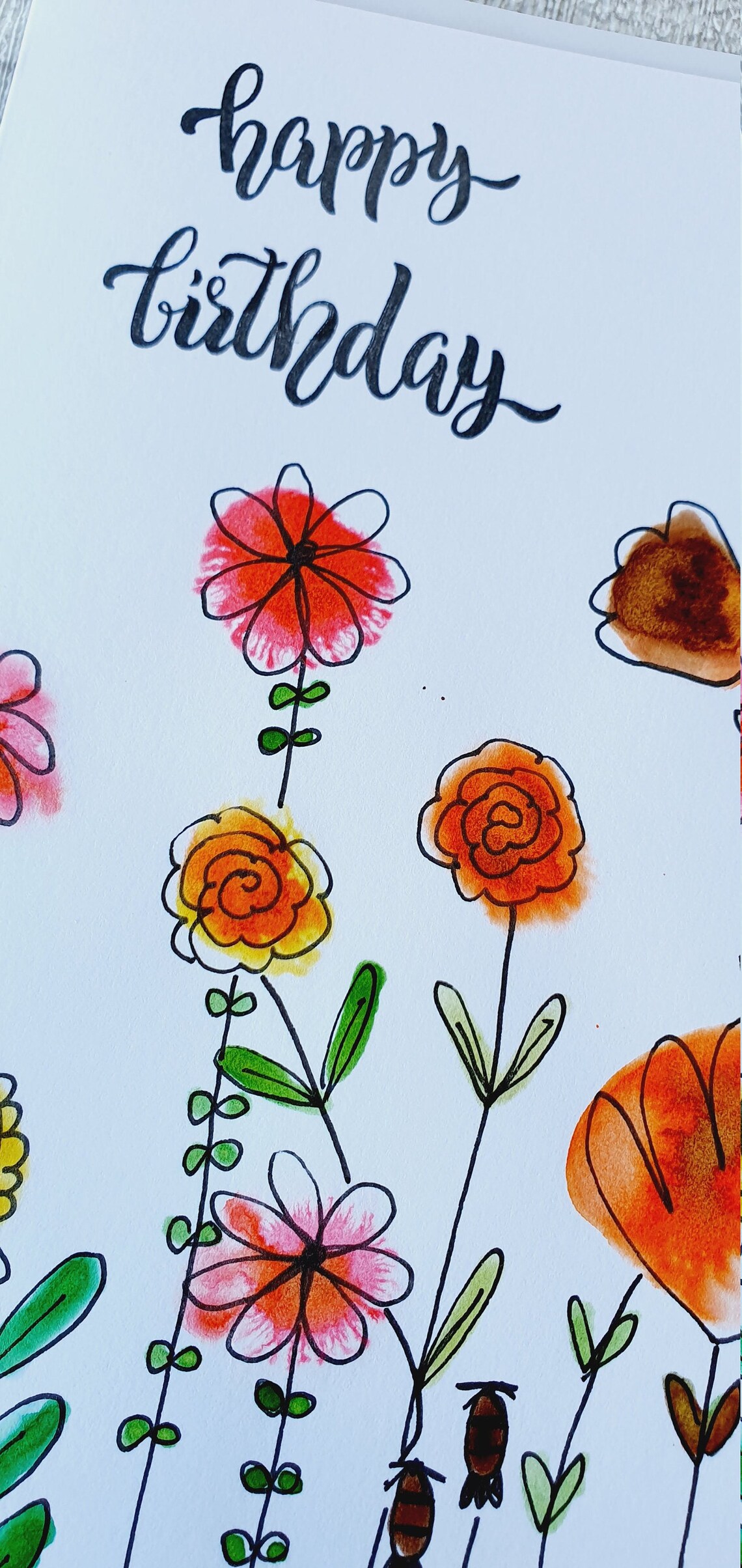 Floral Pen and Ink Greetings Cards Etsy