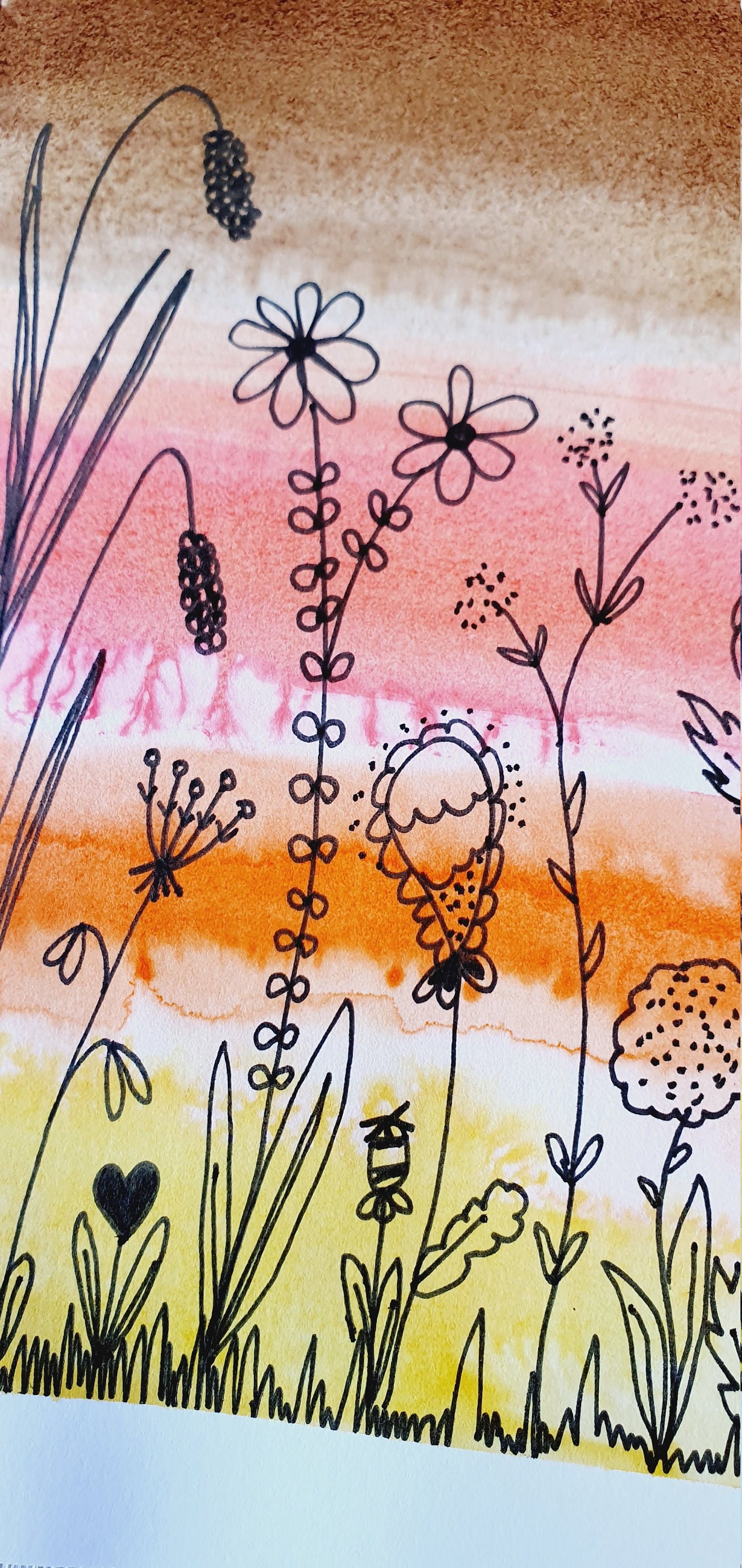 Floral Pen and Ink Greetings Cards Etsy