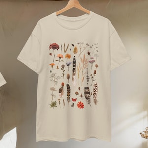 Natural History Botanical Collage Shirt, Vintage Field Study Nature Tee