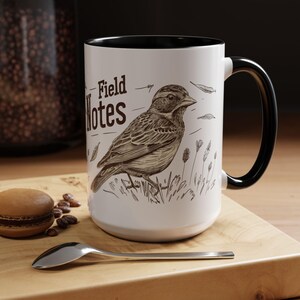 Field Notes Bird Mug, Vintage Bird Coffee Mug, Rustic Nature Tea Cup, Bird Lover Gift Mug
