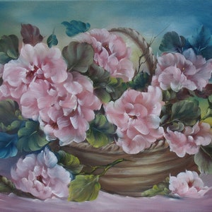 Pink Elegance, ORIGINAL OIL PAINTING on Stretched Canvas- Still Life 16&quot; x 12&quot;