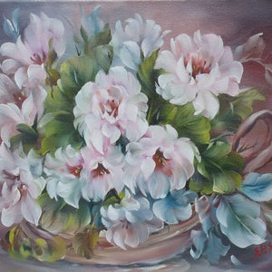 Late Summer Roses, ORIGINAL OIL PAINTING on Stretched Canvas- Still Life 14&quot; x 11&quot;