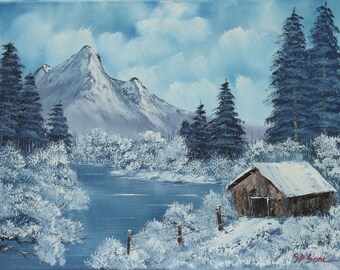 Winter Foliage, ORIGINAL OIL PAINTING on Stretched Canvas- Landscape 14" x 11"