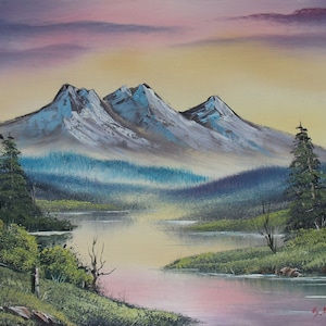 Colorful River, ORIGINAL OIL PAINTING on Stretched Canvas- Landscape 16&quot; x 12&quot;