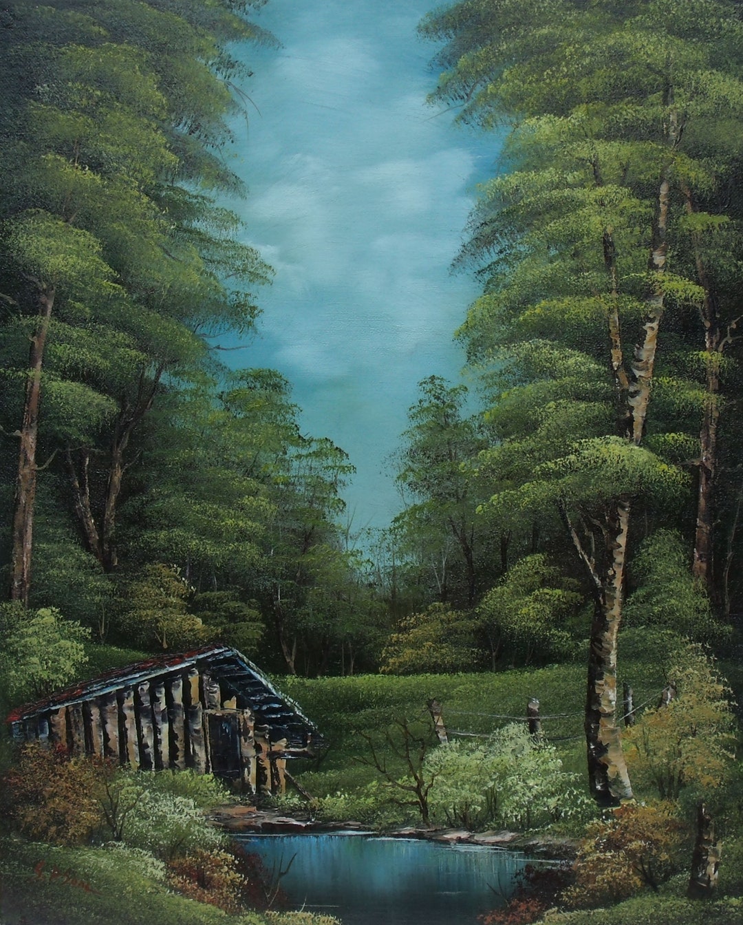 Forest Cabin, ORIGINAL OIL PAINTING on Stretched Canvas- Landscape 16 ...