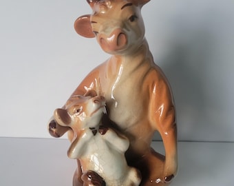 Vintage Ceramic Cow and Calf Salt and Pepper Shaker Set – MCM Farmhouse Kitchen Decor, Cottagecore Aesthetic, Retro Ceramic Collectible