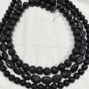 3 Strands Wholesale Lot 100% Natural Lava Volcano Rock (Rough Cut) 10mm, 8mm Round, 10x14mm Oval Beads
