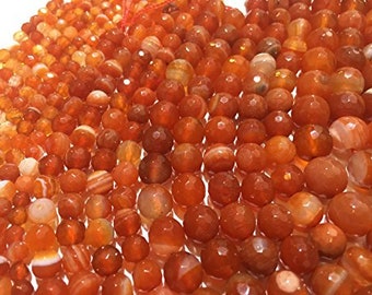 Natural Carnelian- Multi Color (From Africa) 14mm, 12mm, 10mm, 8mm, 6mm, 4mm Faceted Round Beads