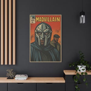Canvas Print, Madvillian MF Doom Madlib Hip Hop J Dilla Stones Throw Rap Comic Gift Art Work, Wall Art Decor, Music Lover Gift, Home Office