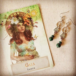 Goddess Gaia Earrings - Mother Earth Earrings - Goddess Gaia Jewelry - Earth Goddess Jewelry - Spiral Goddess Jewelry - Pacha Mama Earrings