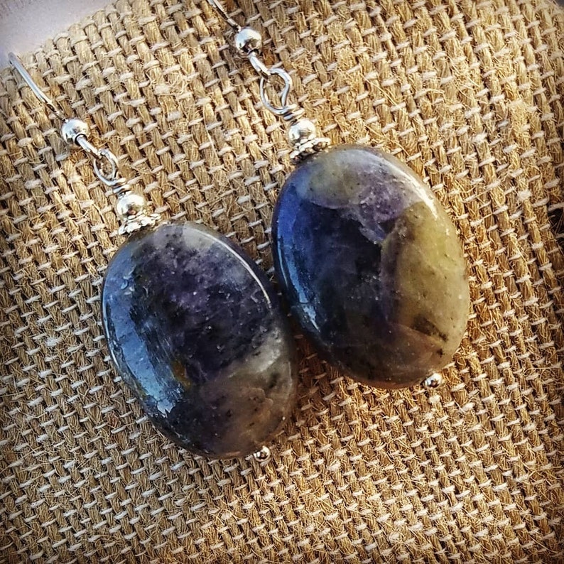 Cordierite Earrings Water Sapphire Earrings Iolite Jewelry Viking Stone Earrings Viking Earrings Iolite Earrings