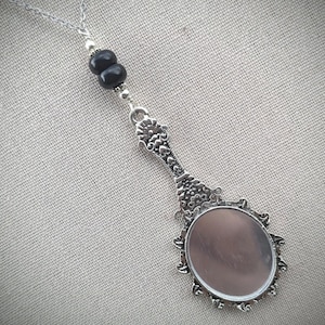 Scrying Mirror Necklace - Obsidian Scrying Mirror Necklace - Mirror Spell Necklace - Affirmation Necklace - Witch's Mirror Necklace