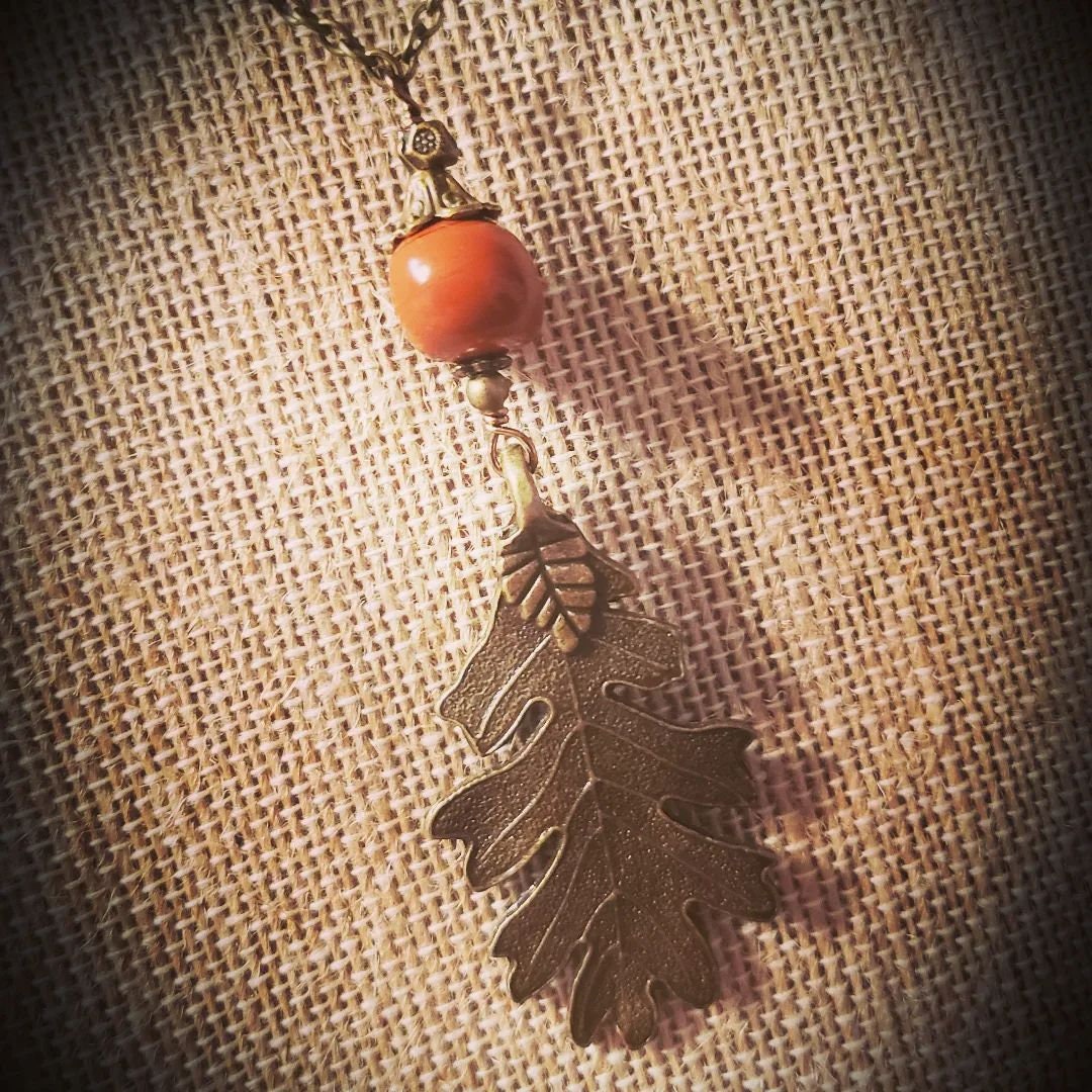 Crystal Oak Leaf Necklace Gemstone Oak Leaf Necklace Etsy