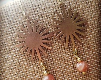 Sunstone Sun Earrings Blessed on the Summer Solstice! Sunstone Earrings for Empowerment, Radiance, Leadership and Confidence!