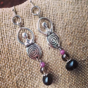 Goddess Persephone Earrings - Spring Goddess Earrings - Queen of the Underworld - Pomegranate - The High Priestess Earrings - Tarot Earrings