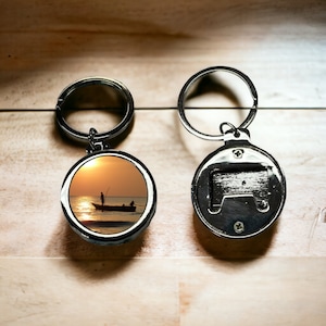 Bottle Opener Keychain, Fisherman Keychain, Fathers Day Gift, Dad Gift