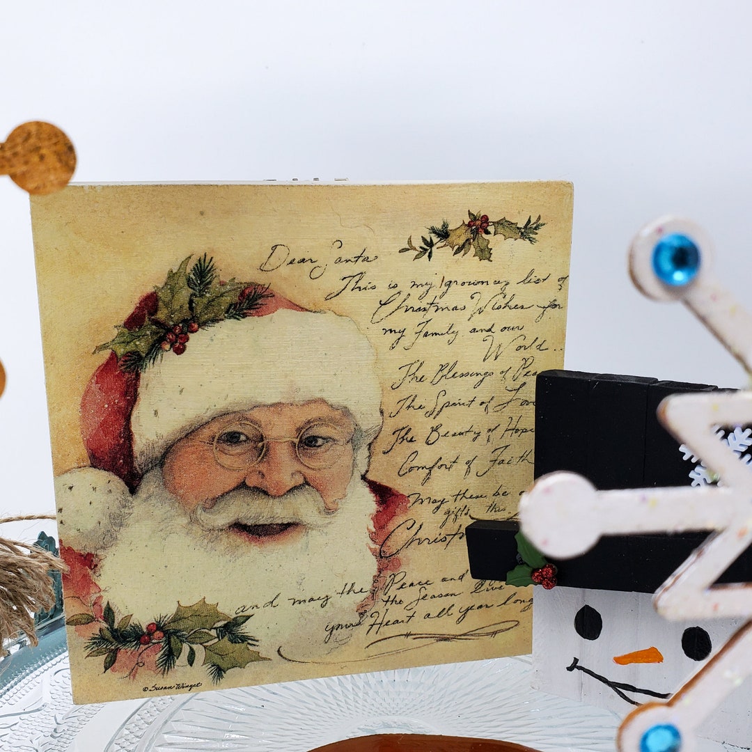 Vintage Santa Christmas Sign Wooden Sign Christmas Gift Etsy