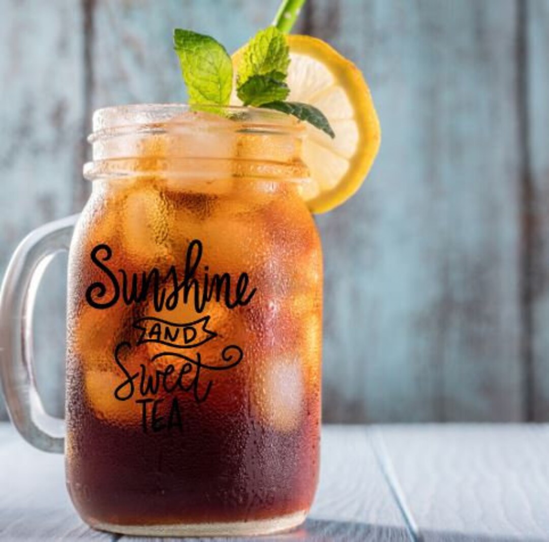 Sunshine and Sweet Tea Mason Jar Glass, Mason Jar, Tea Glass, Sweet Tea
