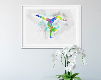 Yoga woman silhouette Watercolor art Home and Studio decor Mothers day gift