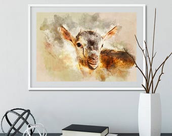 Goat Gift Watercolor room decoration wall art  Christmas gift