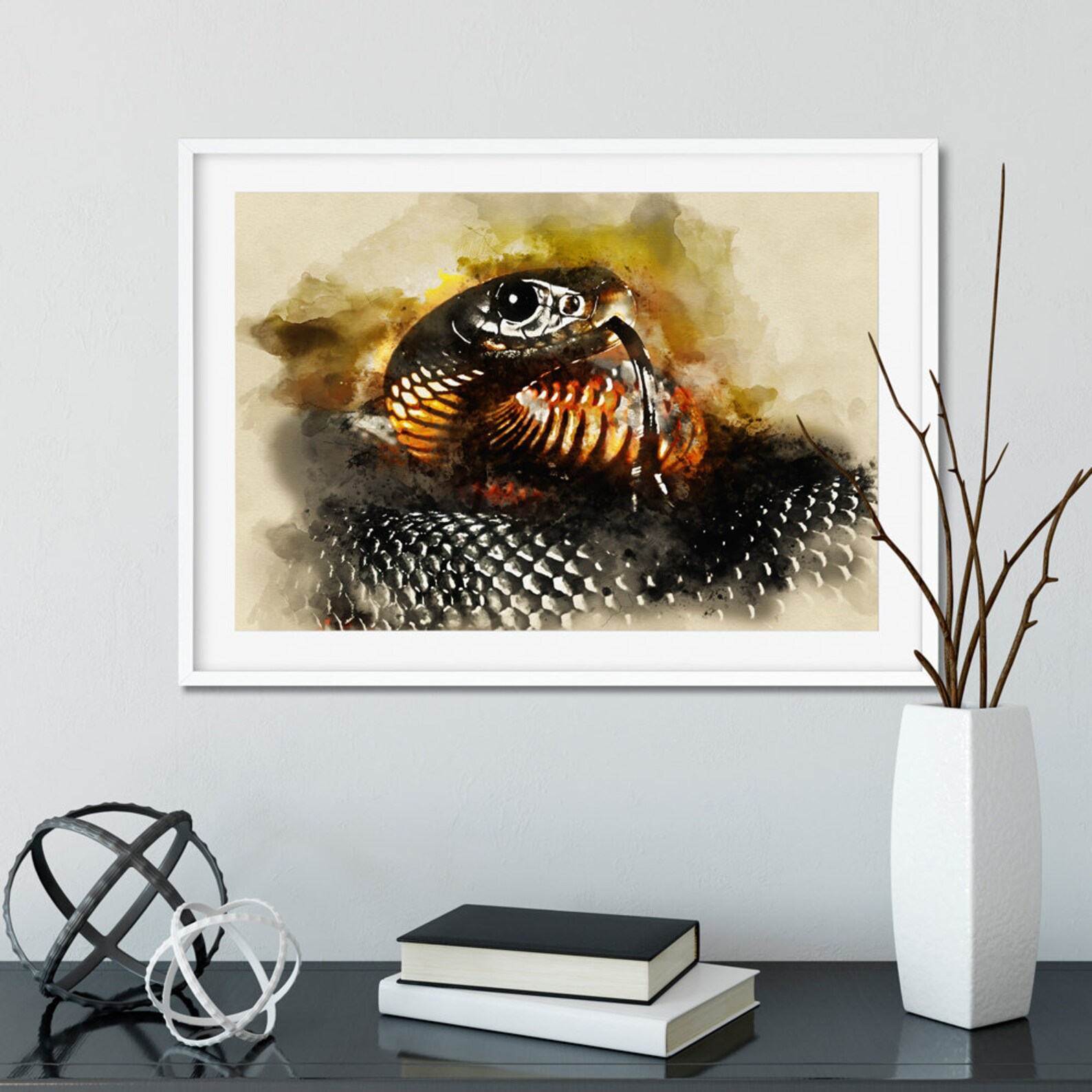 Black mamba wall art print Gift idea for best friend Snake Etsy