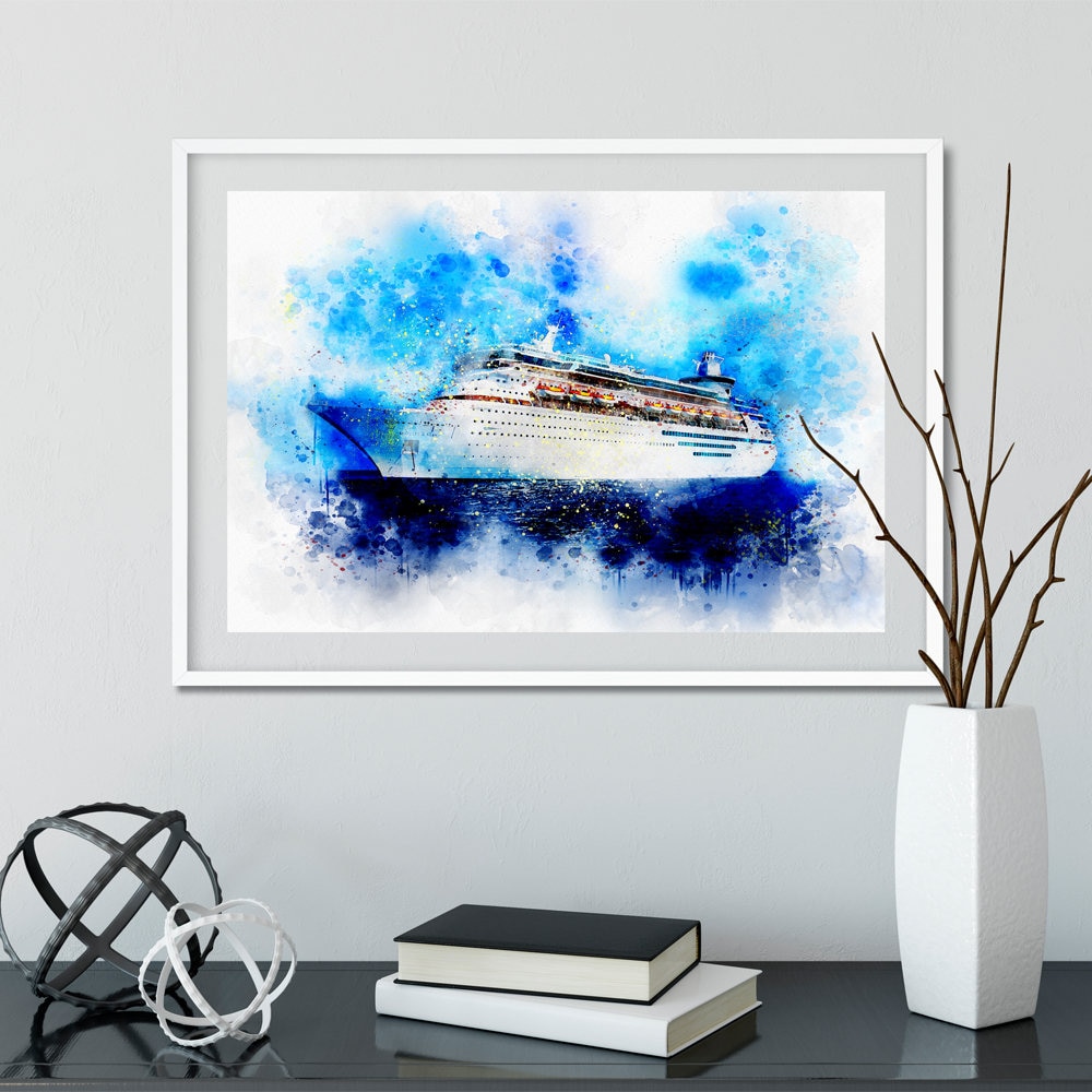 Luxury Trip Cruise Ship Watercolor Wall Art Print Travel - Etsy