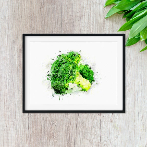 Health nutrition food print, Broccoli poster, Ideas for kitchen interior, Women and men gift, Dining room decor, Vegan presents for home