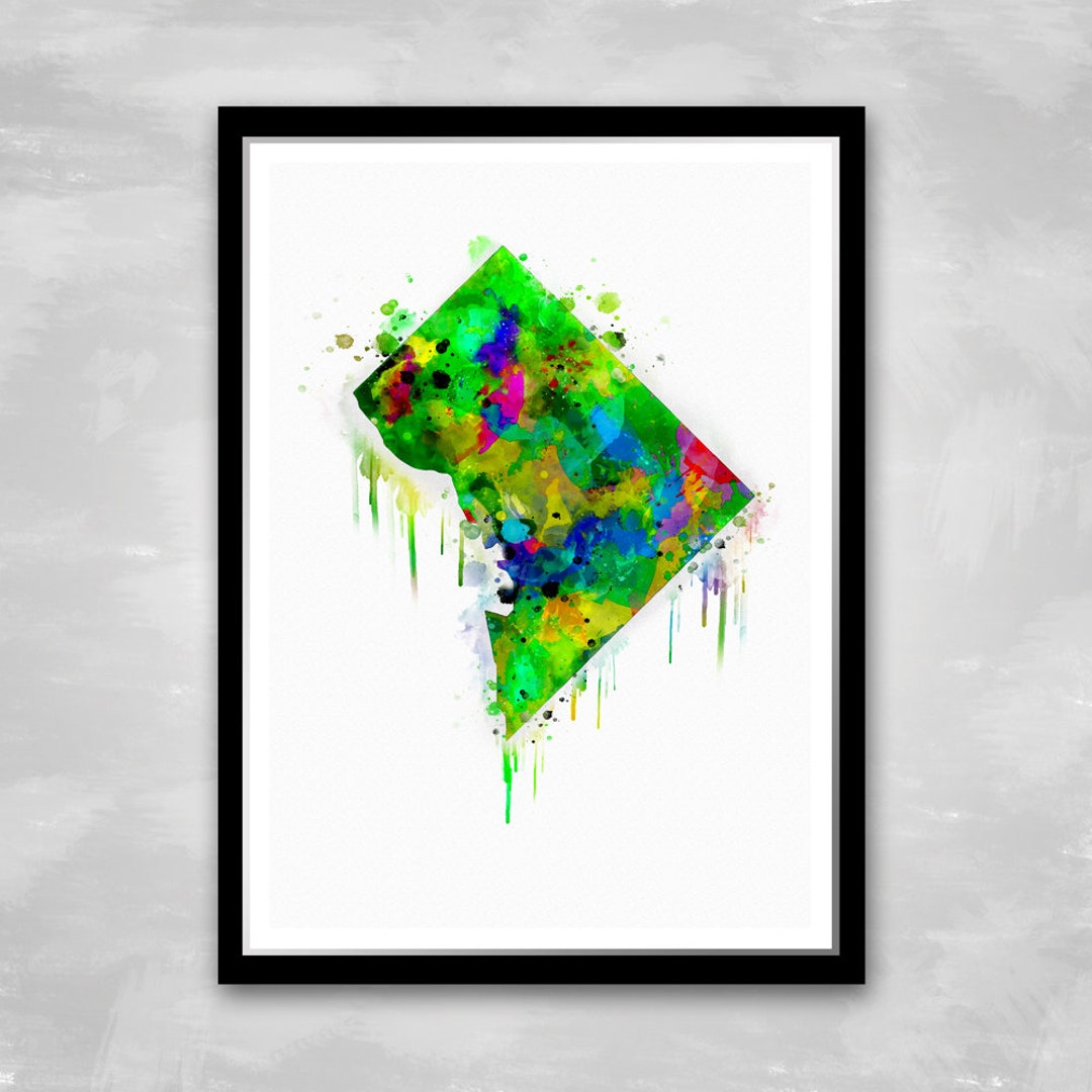 Washington DC Map Watercolor Wall Art Print Anniversary Gift - Etsy