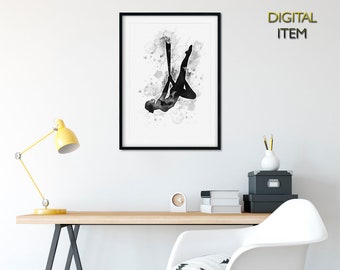 Aerial silk poster Black & White Digital file Download and print at home