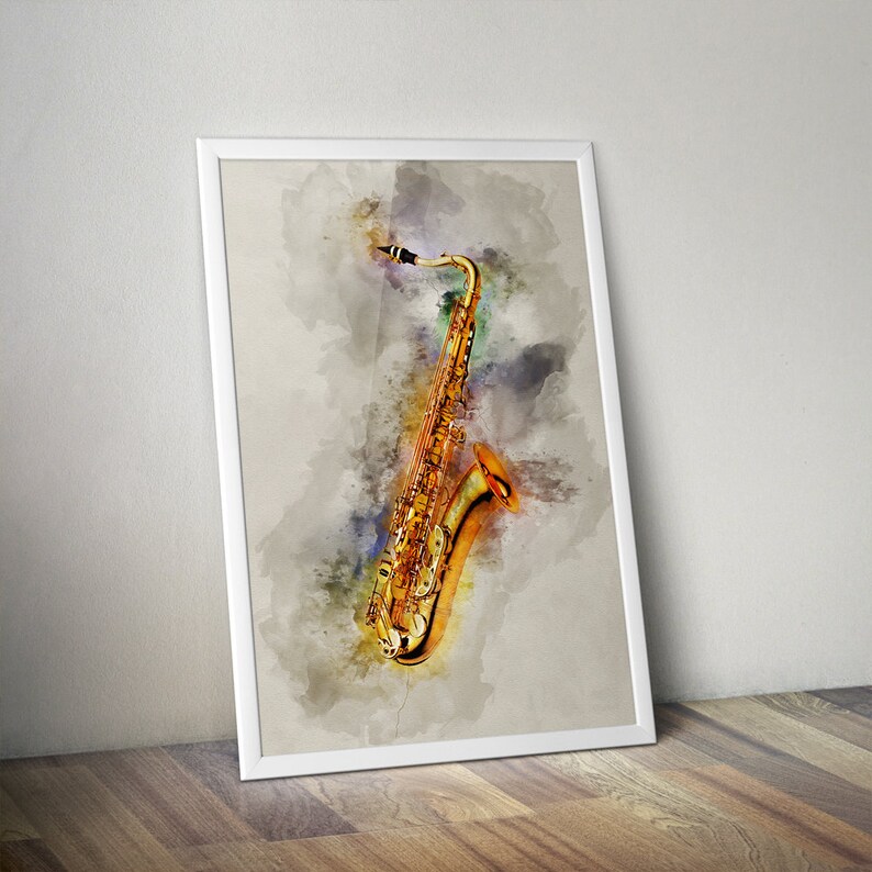 Saxophone Art Print Music Lover Present Watercolor Wall Decor Etsy