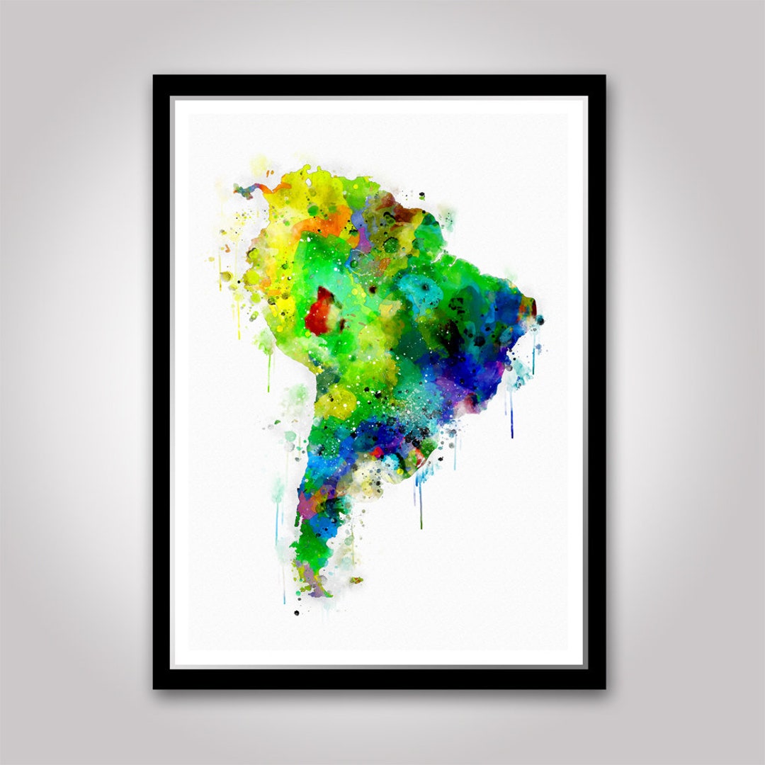 South America Wall Art Print Watercolor Poster Anniversary Etsy