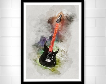 Guitar print Room decoration Play Music lovers gift Wall art gift idea Rock and roll decor
