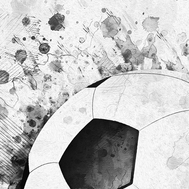 Soccer Ball Black and White Poster European Football Wall Art Etsy