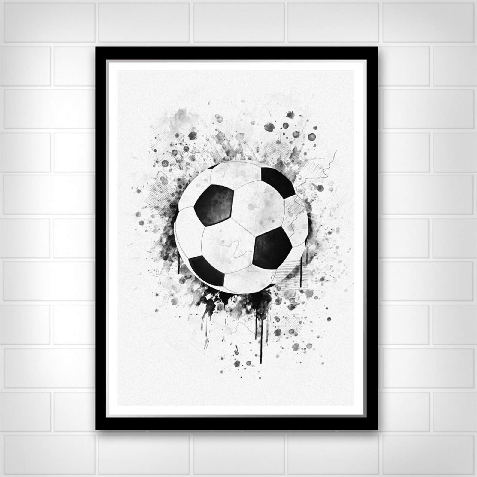 Soccer Ball Black and White Poster European Football Wall Art Etsy