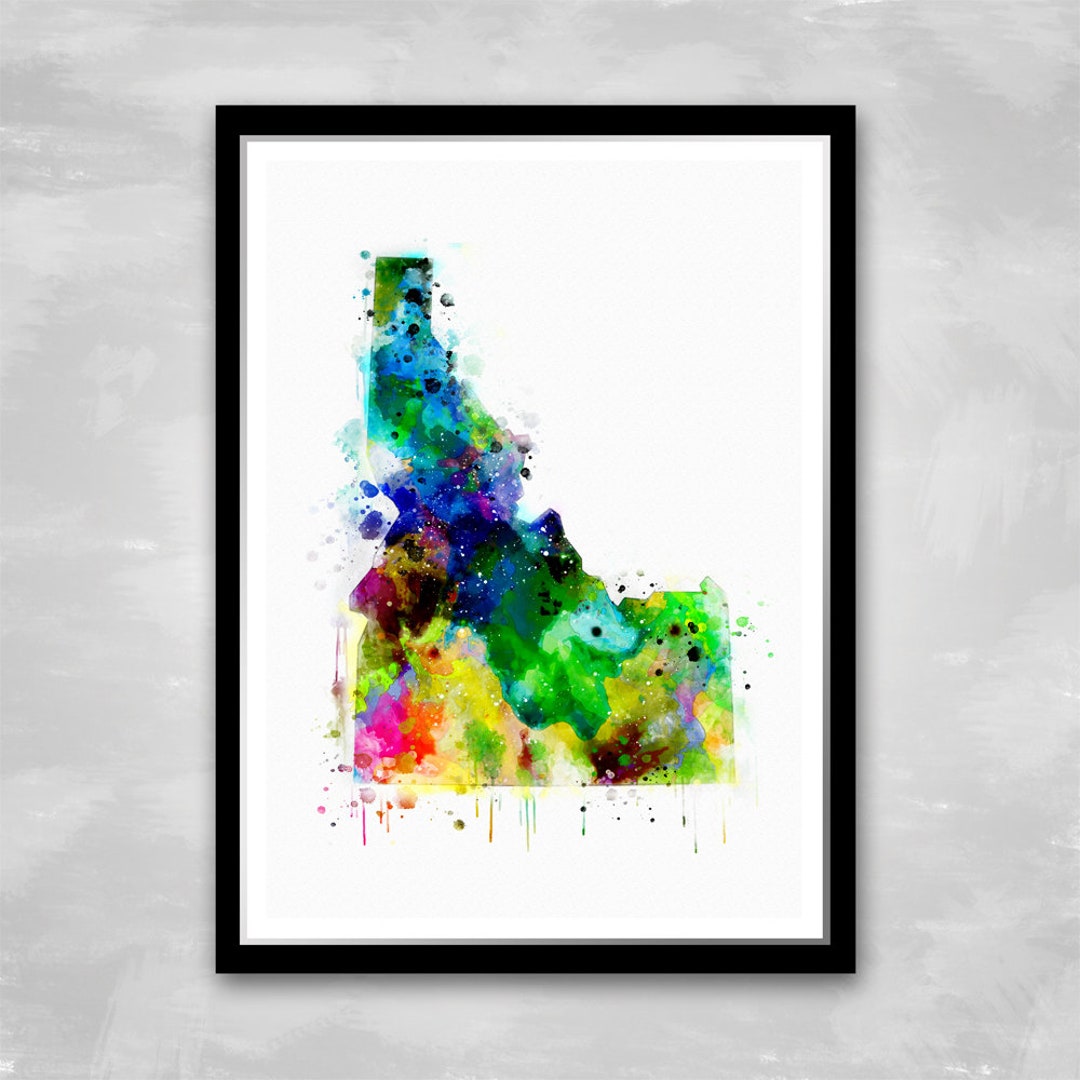 Idaho State Map Print Watercolor Wall Art Gift Idea for Best - Etsy