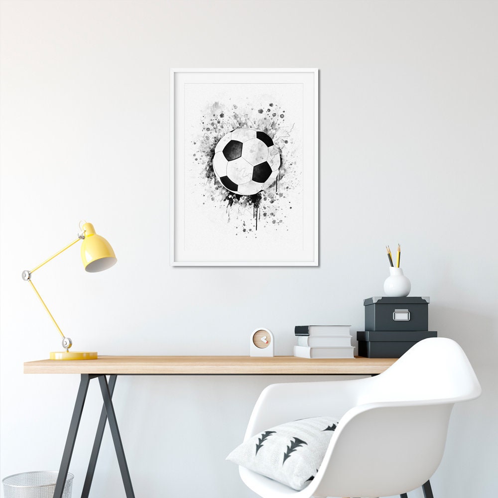 Soccer Ball Black and White Poster European Football Wall Art | Etsy